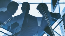 Outlines of group of businessmen working