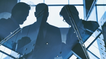 Outlines of group of businessmen working