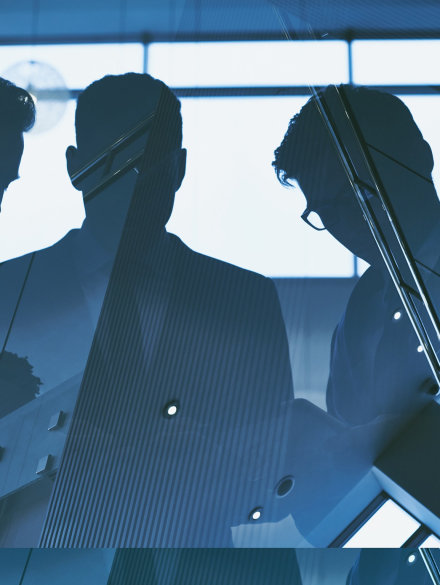 Outlines of group of businessmen working